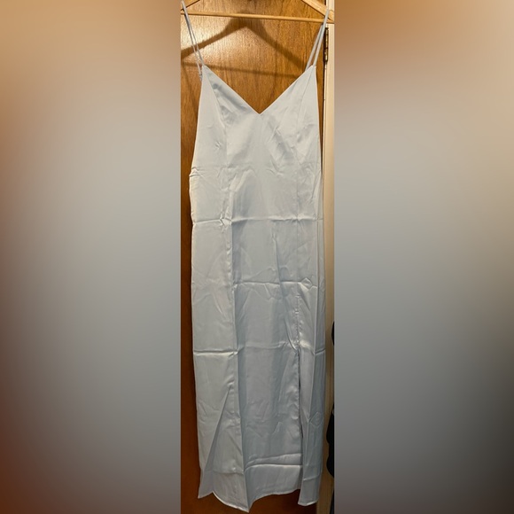 Baby Blue Satin Strap Maxi Dress Size L - Picture 7 of 9